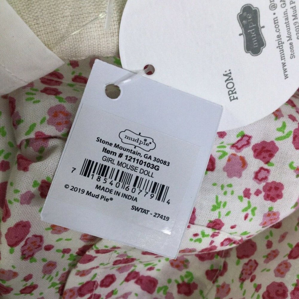 Mud Pie Whimsical Mouse Girl Plush Stuffed Animal - Picture 7 of 9